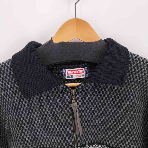 アイスランド製 総柄 ハーフジップニット メンズ  XL